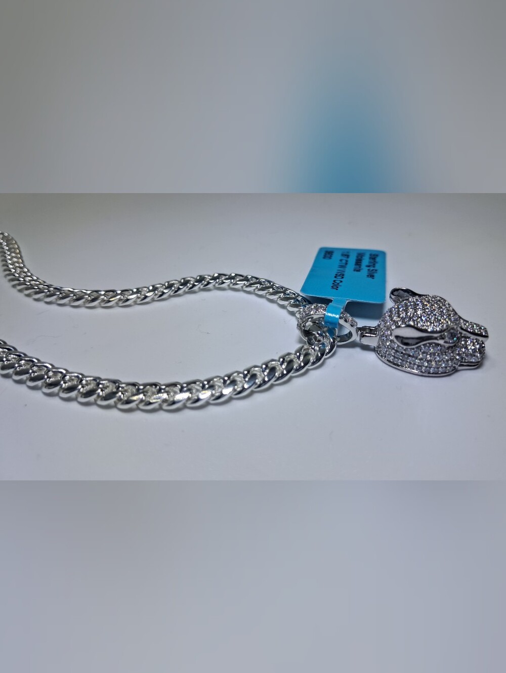 18" 925 Sterling Silver 5mm Cuban Link Chain with 1.87 CTW Moissanite Pendant - Picture 4 of 8